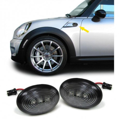 Осветление RACES LED странични мигачи за Mini R55 R55N R56 R56N R57 R57N R58 R59, черно-опушен | race-shop.bg