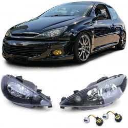 RACES фарове за adapter Peugeot 206 all models 98 (H7), прозрачен, черен