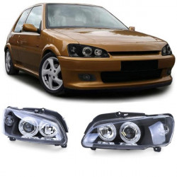 RACES фарове (Ангелски очи) за Peugeot 106 Facelift 96-03, прозрачен, черен