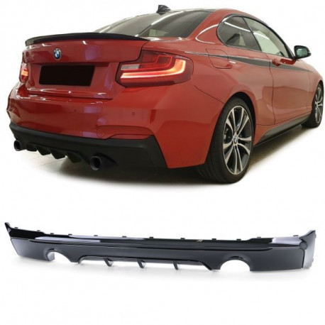 Бодикит и визуални аксесоари RACES заден дифузьор (Performance) за BMW 2 Series F22 F23 (ауспух 1+1), гланц | race-shop.bg