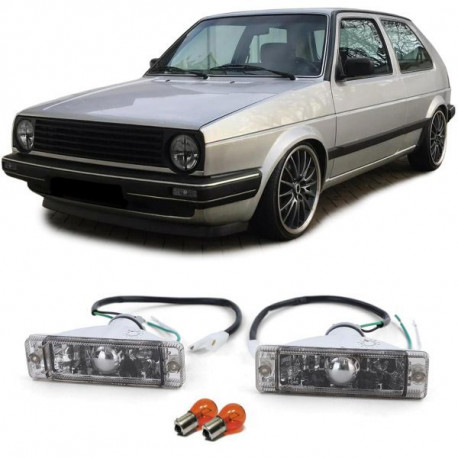 Осветление Мигач от прозрачно стъкло с габаритна светлина Черен дим за VW Golf 1 2 Jetta 1 2 Polo 86C | race-shop.bg