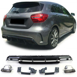Спортен заден дифузьор с накрайници черен за Mercedes A Class W176 от 15
