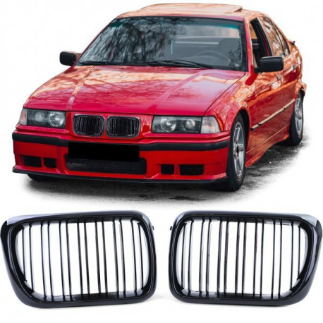 Бодикит и визуални аксесоари RACES решетка (Sport Double Bar) за BMW 3 series E36 96-99, гланц | race-shop.bg