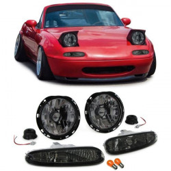 RACES фарове за Mazda MX5 NA 90-98, черно-опушен, прозрачен