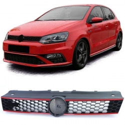 Спортна решетка черна червен гланц за VW Polo 5 6R 6C 09-17 също GTI