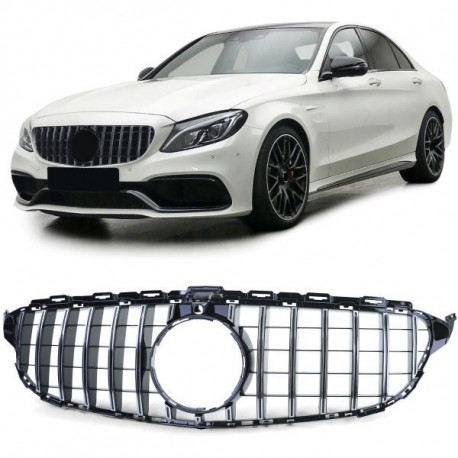 Бодикит и визуални аксесоари RACES решетка (Sport) за Mercedes C Class W205 S205 14-18, гланц черен хром | race-shop.bg