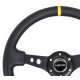 Акция NRG Подсилен кожен волан с 3 спици с отвори, (350 mm), черен/жълт | race-shop.bg