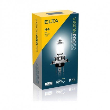 Крушки и ксенонови светлини ELTA VISION PRO 50 12V 60/55W халогенни крушки P43t H4 (2 бр.) | race-shop.bg