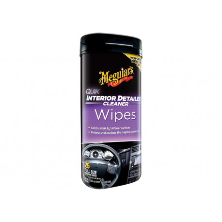 Интериор Meguiars Quik Interior Detailer Wipes - кърпички за поддръжка на вътрешни повърхности матов вид 25 бр | race-shop.bg