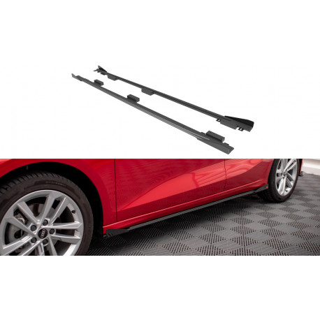 Бодикит и визуални аксесоари MAXTON DESIGN Street Pro дифузьори за прагове + клапи на Audi A3 8Y, черен | race-shop.bg