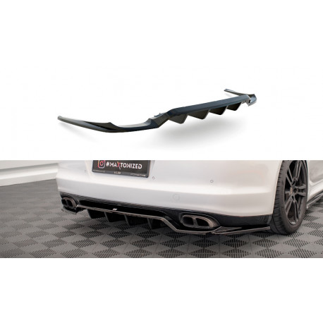 Бодикит и визуални аксесоари MAXTON DESIGN централен заден сплитер за Porsche Panamera Turbo 970 (с вертикални ленти), гланц черен | race-shop.bg
