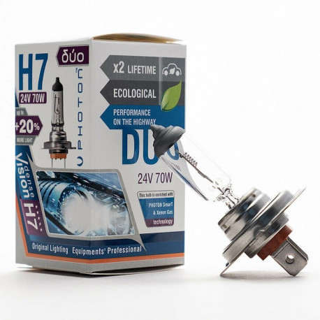 Крушки и ксенонови светлини PHOTON XTREME VISION H7 халогенни крушки 24V 70W PX26d +150% (1 бр.) | race-shop.bg