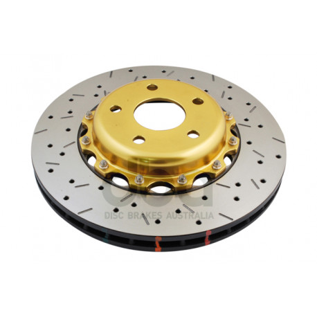 Спирачни дискове и накладки DBA DBA 5000 series Crossed Drilled & Slotted 2-Piece Gold Hat DBA5000GLDXS (2 бр.) | race-shop.bg