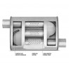 RACES 1 stainless chambered central silencer, inlet/outlet 2" (51mm)