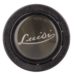 Бутон за клаксона на волана Volanti Luisi STORICO - черен със сребрист надпис "LUISI"