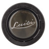 Бутон за клаксона на волана Volanti Luisi VINTAGE - черен със сребрист надпис "LUISI"