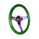 Фланци за бързо освобождаване NRG Classic 3-спицов махагон с дървени зърна Steering Wheel (350mm) - NEO/Зелено | race-shop.bg