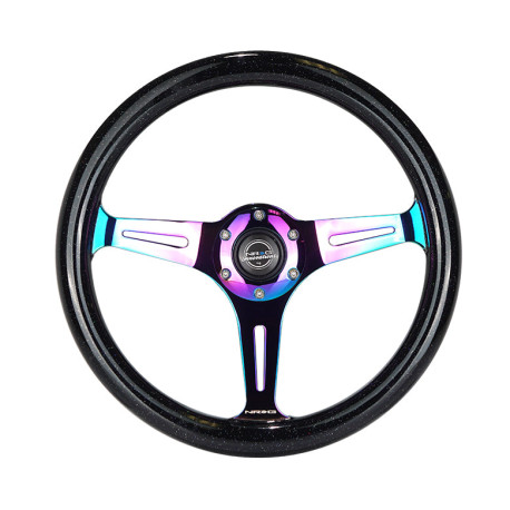 Фланци за бързо освобождаване NRG Classic 3-спицов махагон с дървени зърна Steering Wheel (350mm) - NEO/черен блясък | race-shop.bg