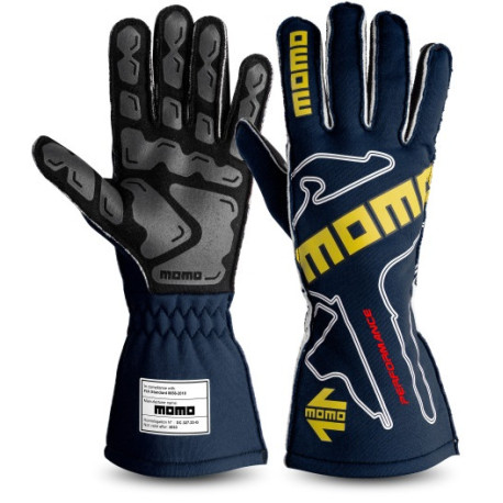 Ръкавици MOMO PERFORMANCE състезателни ръкавици с хомологация на FIA (външен шев), син | race-shop.bg