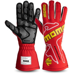 MOMO PERFORMANCE състезателни ръкавици с хомологация на FIA (външен шев), червен
