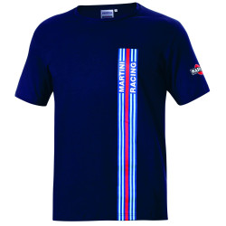 Sparco MARTINI RACING Stripes беля Тениска за мъже - синя marine