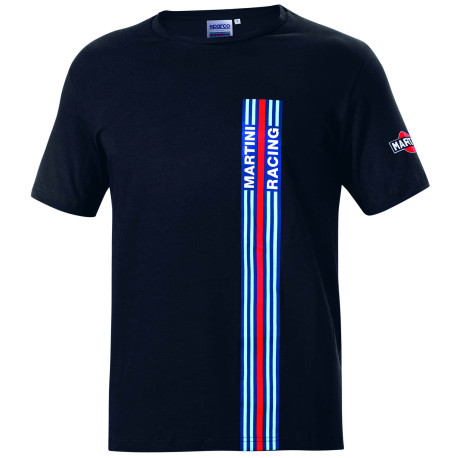 Тениски Sparco MARTINI RACING Stripes беля Тениска за мъже - черна | race-shop.bg