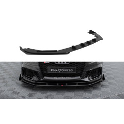 MAXTON DESIGN преден сплитер за Audi RS3 Sedan 8V Facelift, черно-червен + гланцови клапи, V1
