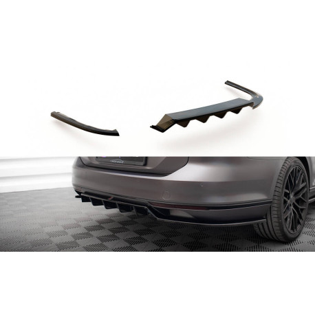 Бодикит и визуални аксесоари MAXTON DESIGN централен заден сплитер за Volkswagen Passat R-Line B8 (с вертикални ленти), гланц черен | race-shop.bg