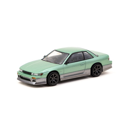 Модели автомобили TARMAC WORKS модел на кола 1/64 Nissan Silvia S13 Vertex | Green / Grey | race-shop.bg