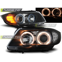 ФАРОВЕ АНГЕЛСКИ ОЧИ ЧЕРНИ LED МИГАЧИ за BMW E90/E91 03.05-08.08