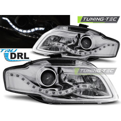 ФАРОВЕ TRUE DRL CHROME за AUDI A4 B7 11.04-03.08