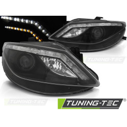 ФАРОВЕ DAYLIGHT ЧЕРНИ с LED МИГАЧИ за SEAT IBIZA 6J 06.08-12