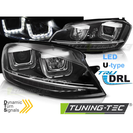 Осветление ФАРОВЕ U-LED LIGHT DRL ЧЕРНИ SEQ за VW GOLF 7 11.12-17 | race-shop.bg