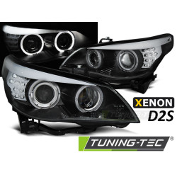 XENON D2S ФАР АНГЕЛСКИ ОЧИ ЧЕРНИ LED МИГАЧИ за BMW E60/E61 03-04