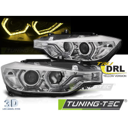 ФАРОВЕ АНГЕЛСКИ ОЧИ YELLOW LED DRL CHROME пасва BMW F30/F31 11-15