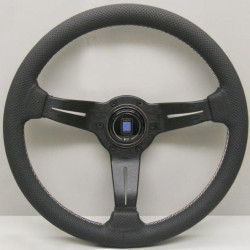 Спортен волан с 3 спици Nardi Deep Corn, 350мм, кожа, шев Italia, отстъп 75мм, черен
