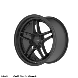 STROM DS-05 wheel 18x9 5x120 72.6 ET30, Full Satin черен w/ черен Rivets