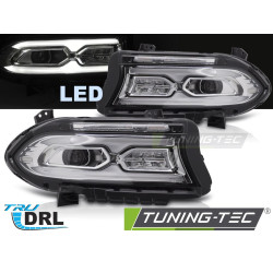 ПЪЛНО LED ФАРОВЕ ХРОМ, СЪВМЕСТИМИ С DODGE CHARGER 14-23