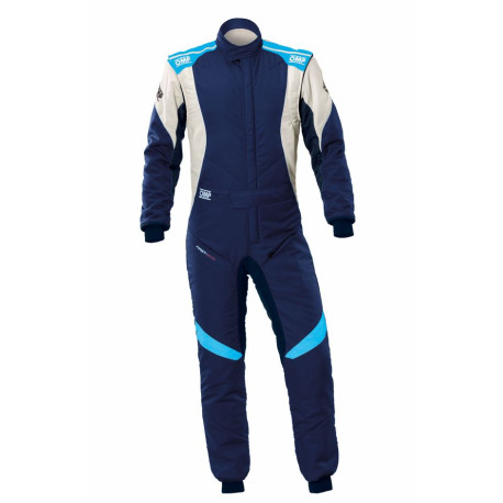 Гащеризони FIA race suit OMP FIRST EVO my2025 navy blue/cyan | race-shop.bg