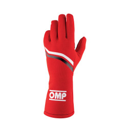 Race gloves OMP DIJON my2025 with FIA (inside stitching) Red with white/black stripes