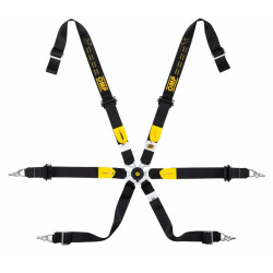 FIA 6 точкови предпазни колани OMP ONE 2" WRC Endurance Pull Down, черна