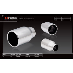 XFORCE 2.5″ вход 3.5″ кръгъл накрайник с навит ръб, неръждаема стомана