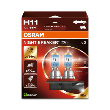 Крушки и ксенонови светлини Osram halogen headlight lamps NIGHT BREAKER 220% H11 (2pcs) | race-shop.bg
