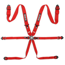 FIA 6 point safety belts SPARCO COMPETITION H-3 PD STEEL my2026, red