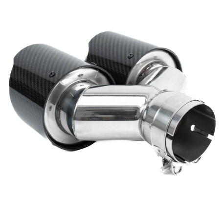 С два изхода Накрайник на ауспуха RACES CARBON 2x89mm, вход 63.5mm - Лъскав | race-shop.bg