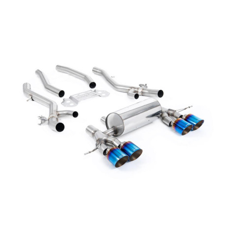 Изпускателни системи Milltek Milltek Secondary cat-back exhaust for BMW M3 (G80) S58 3.0 Turbo (non-GPF) 2021+ - Burnt/blue titanium tips | race-shop.bg