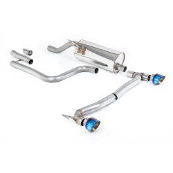 Milltek GPF-back exhaust resonated burnt/blue titanium tips for Ford Fiesta Mk8 1.0T EcoBoost ST-Line 3 & 5 Door (GPF) 2020+