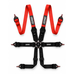 FIA 6 точкови спортни предпазни колани RACES EVO за HANS 2"/3" (50/76мм), червен/черен
