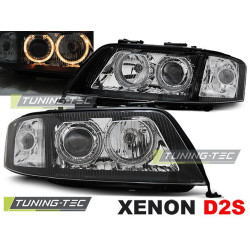 TUNING-TEC фарове (Ангелски очи) за XENON AUDI A6 06.01-05.04 (D2S/H7), черен