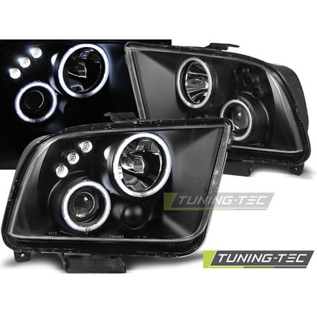 Осветление TUNING-TEC фарове (Ангелски очи) за FORD MUSTANG 04-09 (H3/H1, без хомологация), черен | race-shop.bg